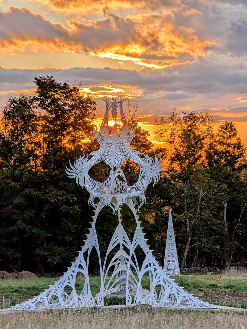 The Wishing Tree Spire at sunset